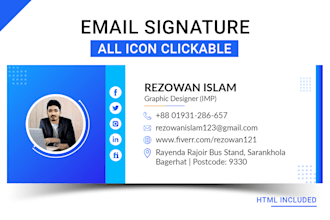 design clickable HTML email signature, fully editable