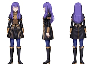 character design sheet in anime artstyle