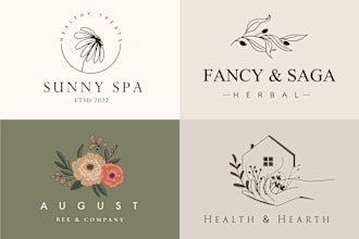 design botanical boho feminine hand drawn logo