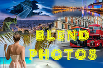 blend or combine multiple images or photos to one