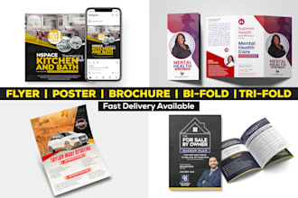 design a professional flyer, bifold, trifold brochure for your business