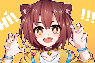 draw your oc, pfp, pet, photo in anime art illustration
