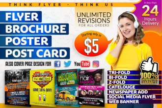 design an amazingflyer, poster,hero images, brochure in 24hr