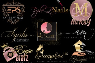 design girly feminine glitter logo design for your brand