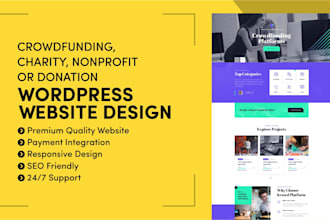 create crowdfunding, charity, nonprofit or donation website