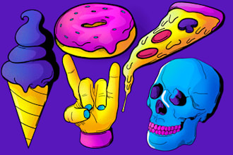 illustrate anything you want in a cartoon pop art style