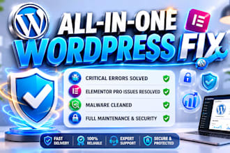 fix wordpress errors, elementor pro and malware removal
