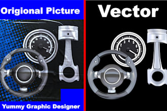 digitize vectorize hand drawn low resolution images into 4k HD vector image