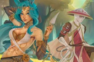 draw character in anime semi realistic illustration