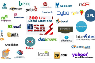 do 200 USA local citations, business listings