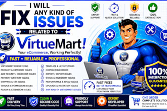 fix any kind of issues or   problem related to virtuemart