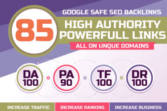 build 85 unique domain SEO backlinks on high tf and da sites