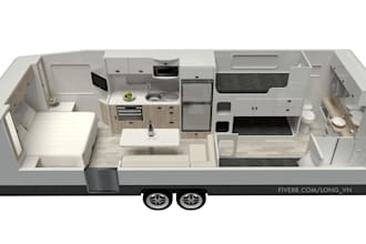 convert 2d to 3d floor plans for vans, motorhomes, campers