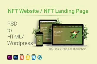 do nft website, nft landing page, psd to HTML wordpress