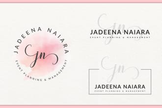 do watercolor  feminine signature pastel color logo design