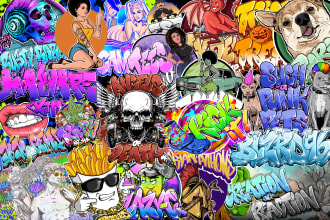create a hand drawn original graffiti design or logo