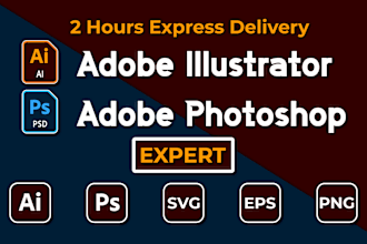 do fast adobe illustrator work, photoshop editing in 24hours