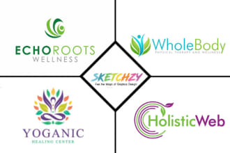 do modern health yoga holistic spa or wellness logo design
