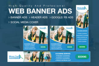 design web banner, google banner ads, and social media cover