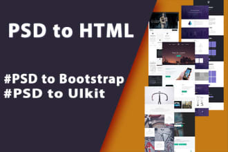 convert PSD to HTML5 bootstrap 4, and uikit template