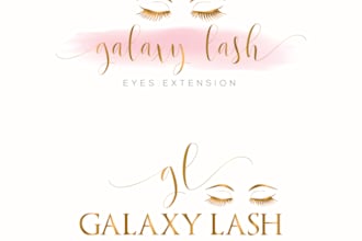 design eyelashes, nails and makeup watercolor signature logo