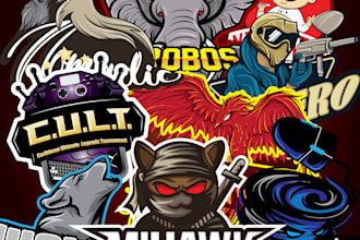 design esports, community, twitch mascot, and club logo