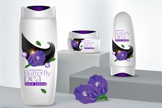 do design hair oil, shampoo, conditioner labeling, 3d mockup with box