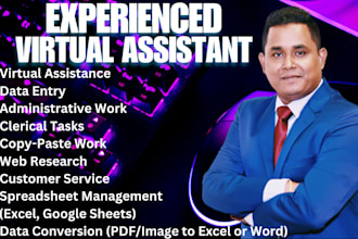 be your virtual assistant for data entry, copy paste, administrative work