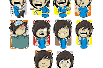 make a sticker emoticon with a interesting and cute expression