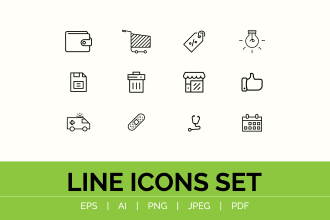 design custom vector line, filled and geometric icons set