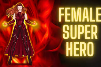 draw your female superhero cartoon character  from photos
