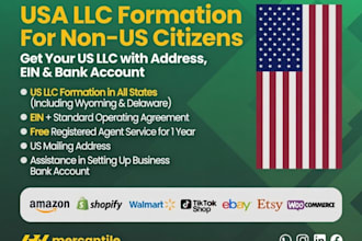 register llc, US address, ein, bank account complete setup