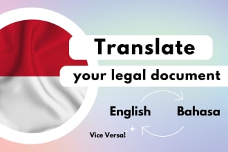 translate english legal document to indonesia and vice versa