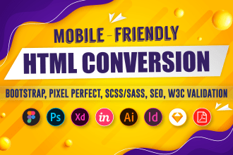 convert figma to html, psd to html, scss sass bootstrap, tailwind css responsive