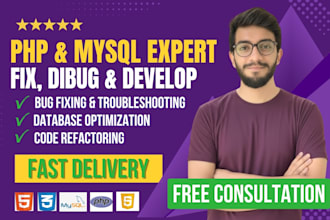 fix, debug, and develop PHP, mysql, javascript, HTML, CSS code