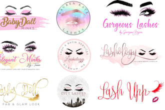 design eyelash, makeup, cosmetics logo and business card in different styles