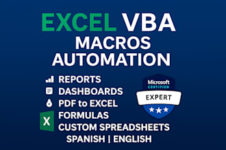 create advanced excel vba macros for automation, PDF extraction and reports