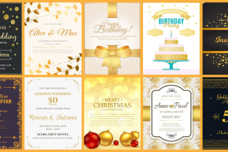 design your gold birthday,wedding invitation card in 12hrs