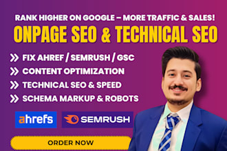 do on page SEO and technical optimization for wordpress shopify wix squarespace