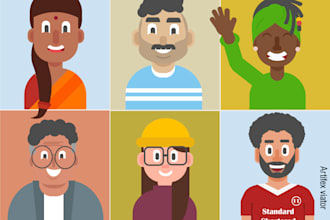 draw flat vector portrait or avatar of you