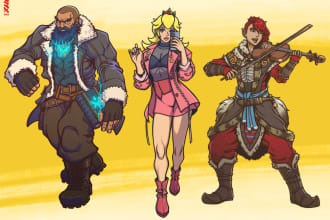 design character illustrations in anime and cartoon style