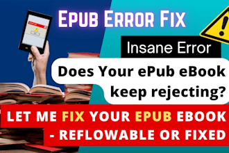 fix all types of epub errors in reflowable or fixed layout ebooks