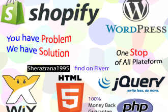 create, fix, configure wordpress, wix, shopify online store