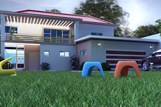create realistic 3d model home exterior render
