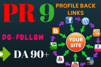 manually create 100 pr9 da 90 dofollow profile backlinks