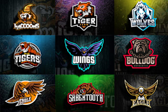 design animal, mascot logo, wolf, tiger, eagle, bear, fox
