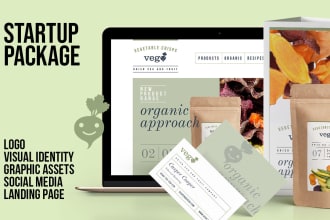 create logo and visual identity with landing page