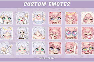 create custom cute chibi twitch emotes for your  stream or discord, static