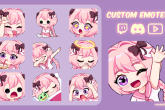 create custom cute chibi twitch emotes for your  stream or discord, static