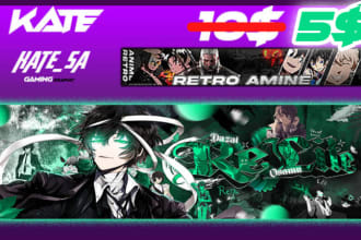 design amazing anime and gaming banners for twitch,youtube